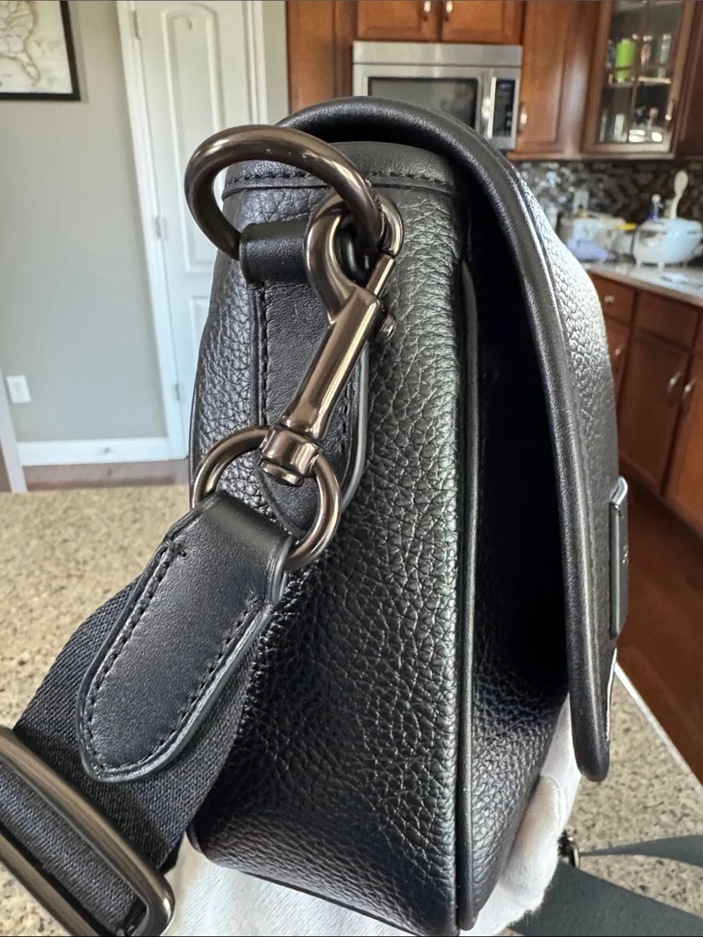 Coach Black Pebbled Leather Messenger Crossbody - Coach